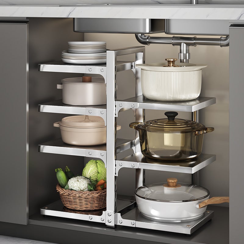 304 Stainless Steel Pot Rack – Multi-Functional Kitchen Cabinet Storage - Image 2